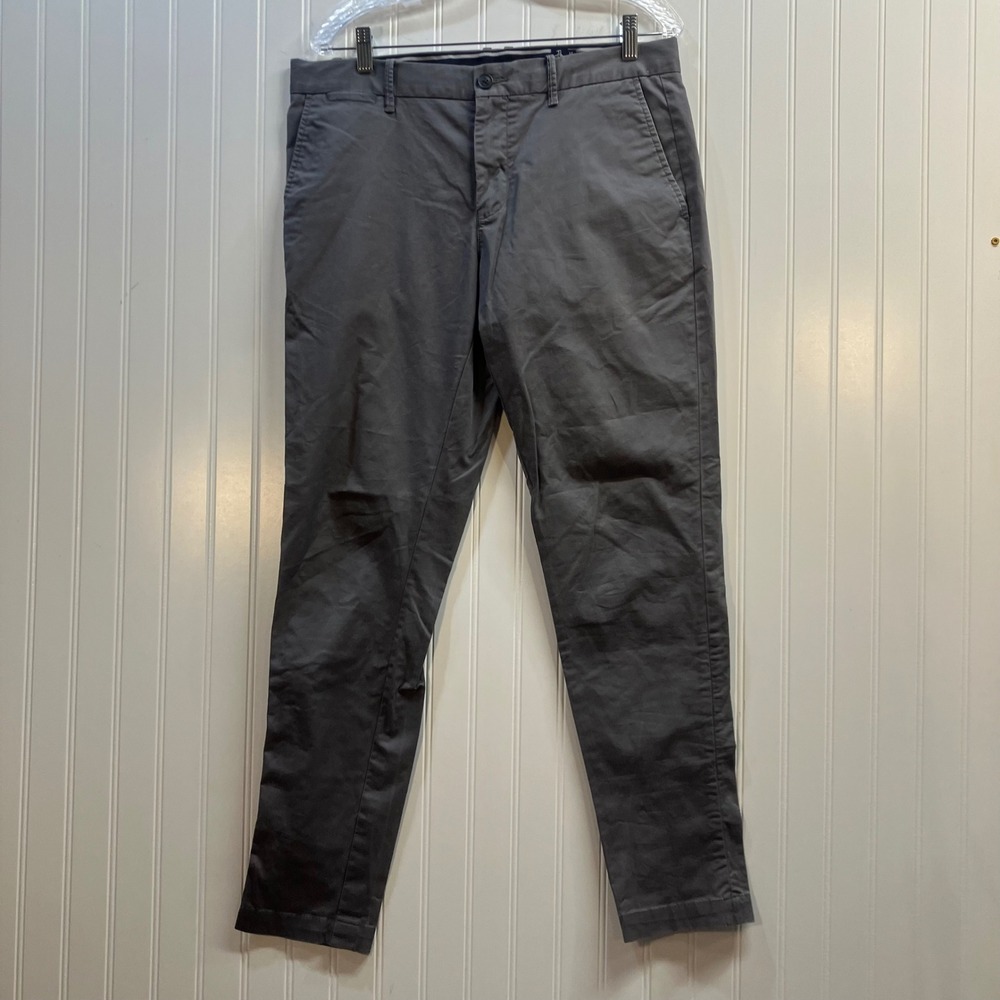 Original Penguin Mens Slim Fit Chino Pants Grey Cotton Stretch 32x32 Minimalist